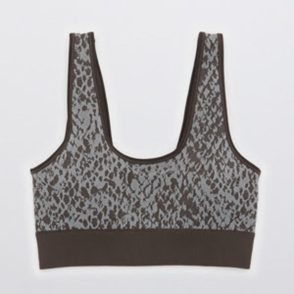 Like New Aerie OFFLINE Recharge Seamless Sports Bra, Gray Snakeskin, Sz M